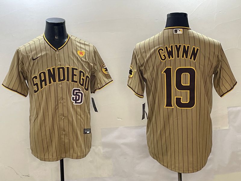 Men San Diego Padres 19 Gwynn Brown Stripe Game 2025 Nike MLB Jersey style 14